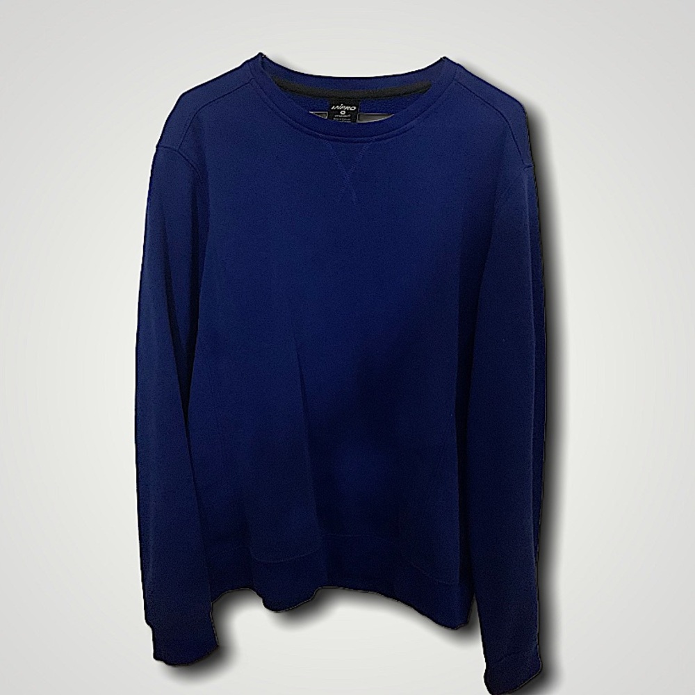 Navy Blue Casual Plain Everyday Crewneck